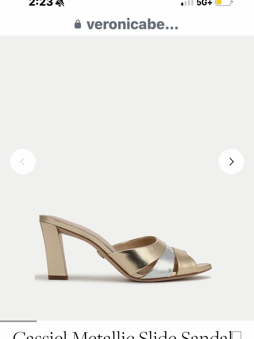 Veronica Beard Cassiel Metallic Slide Sandal in Gold and Silver